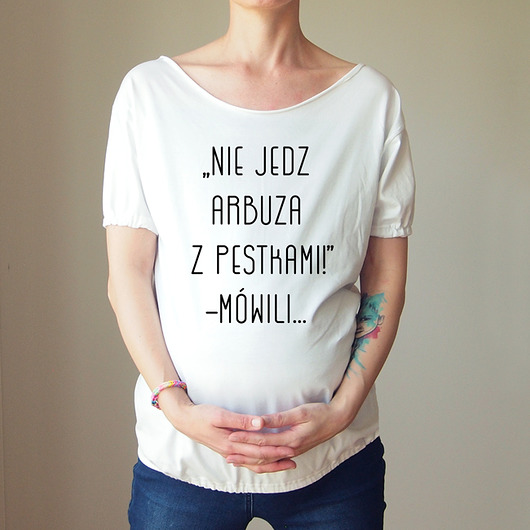 Biały Ciążowy Oversize Arbuz S-XXL ONE MUG A DAY