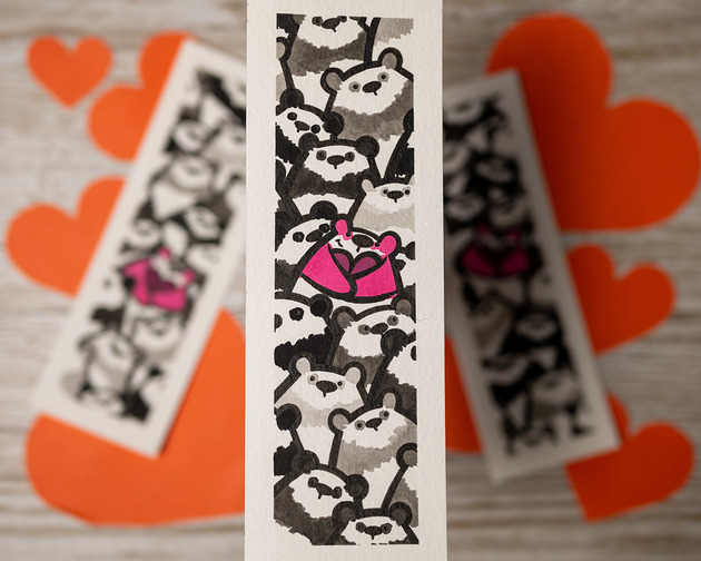 zakładki do książek WALENTYNKOWA Zakładka PANDAlove malowana