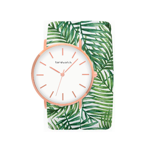 zegarki damskie Zegarek damski wiązany - Palm leaves - Tarcza Różowe złoto