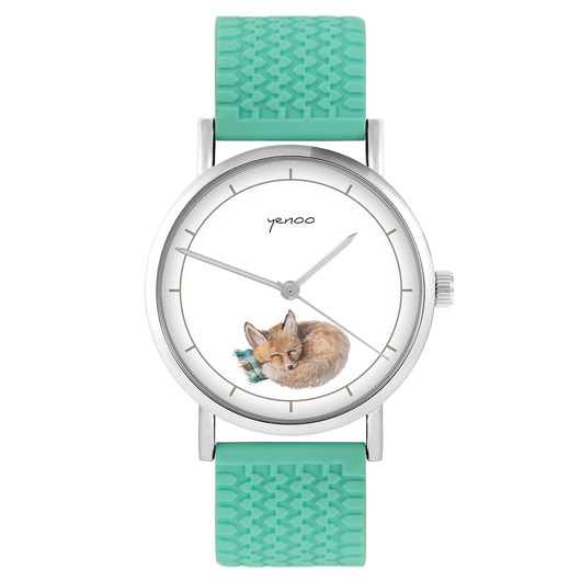 zegarki damskie Zegarek - Lisek - silikonowy, turkus