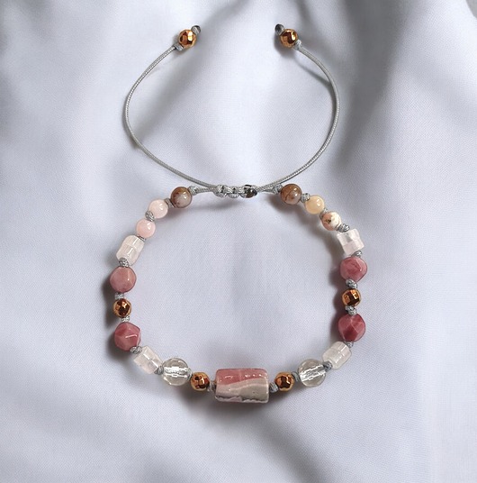 bransoletki z kamieni naturalnych SELF LOVE - amulet - RODOCHROZYT, rodonit, opal, k.górski,  k.różowy