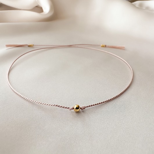 bransoletki na sznurku Złota Bransoletka Szczęścia 14K 585 beżowa