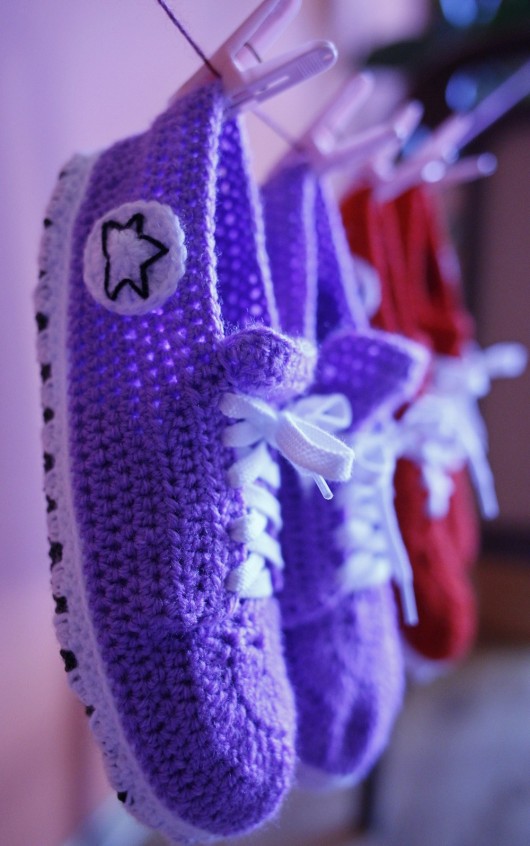 Damskie łapcie CONVERSE jedyne takie w Polsce Srebrne szydelko