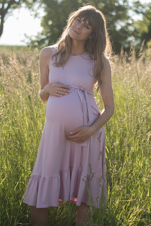 Sukienka ciążowa i do karmienia midi z falbaną Sistu