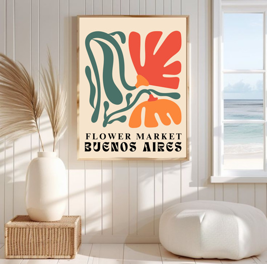 grafiki i ilustracje PLAKAT dekoracyjny , kwiaty abstrakcja kolorowa, FLOWER MARKET