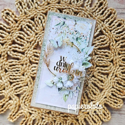 kartki scrapbooking Kartka W dniu urodzin ze złotą pleksi