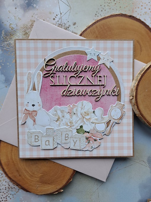 kartki scrapbooking Kartka z okazji narodzin córeczki (w kopercie)