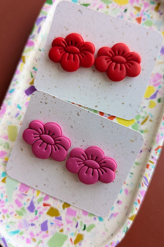 kolczyki z masy plastycznej Kolczyki kwiatki