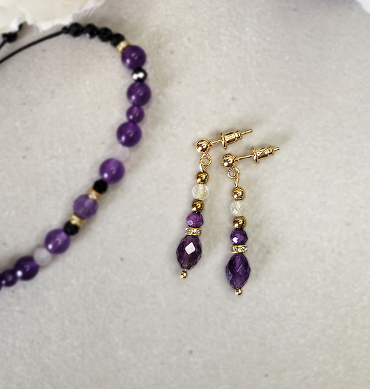 kolczyki z kamieniami Kolczyki na sztyftach z Ametystem i Cytrynem