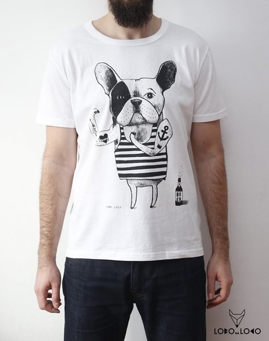 t-shirty męskie Koszulka z Buldogiem Francuskim