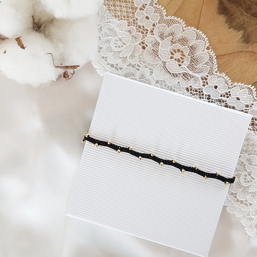 pleciona bransoletka ze złotymi kuleczkami LEI handmade 