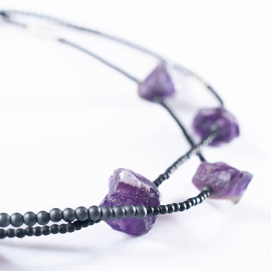 korale Naszyjnik z ametystem i hematytem. [SN21]