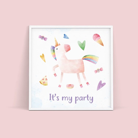 Plakat dziecięcy PARTY - kwadrat trochę na ścianę