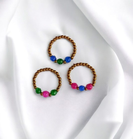 pierścionki elastyczne Pierścionek RAZEM TANIEJ! 3 pierścionki : golden summer : jadeit,...