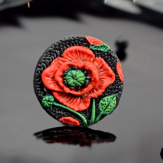 pierścionki - różne Duży pierścionek czerwony mak