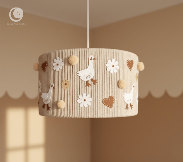 lampy do pokoju dziecka Lampa sufitowa GĄSKI   Abażur handmade do pokoju dziecka