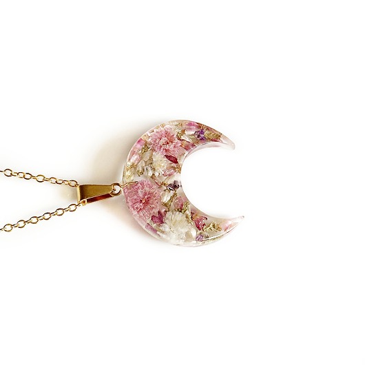 srebrne naszyjniki Naszyjnik lunula z kwiatami