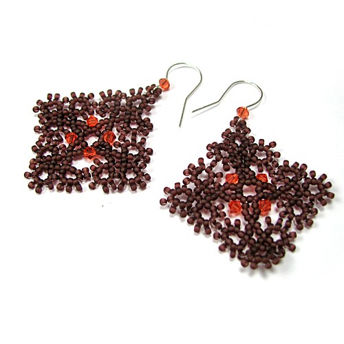 Square ornaments - Padparadscha&Amethyst Silverka
