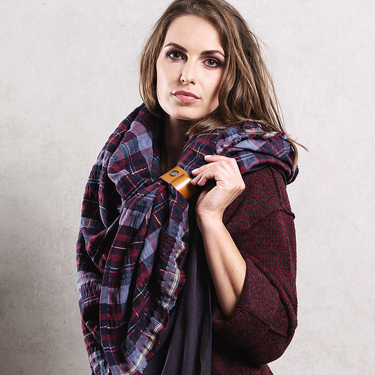 Chusta w Kratkę Oversize Skórzana Bransoletka PR CADOaccessories