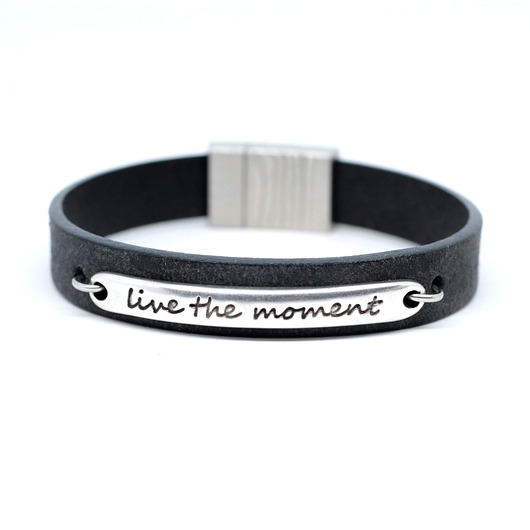 Bransoletka skórzana unisex LIVE THE MOMENT KociokwikJewelry