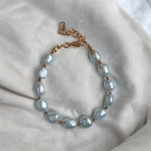 bransoletki z kamieni naturalnych LUX. Srebrne perły - bransoletka - długość regulowana