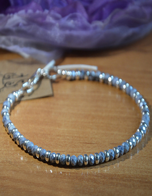 bransoletki z kamieni naturalnych Szafir błękitny Bransoletka Srebro