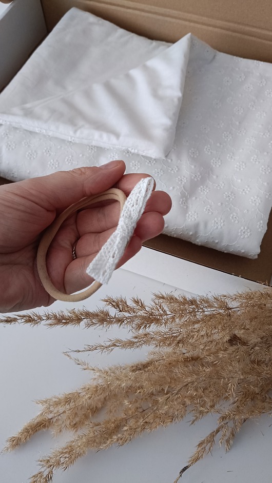 Chrzest - inne Gotowy zestaw prezentowy kocyk 75x60cm + opaska bezuciskowa