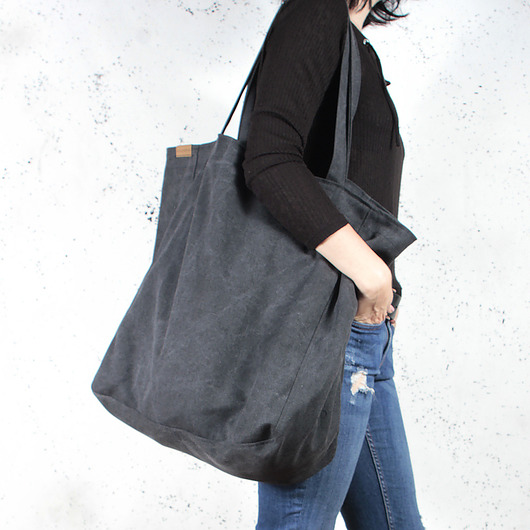 Big Lazy bag torba czarna na zamek / vegan / eco hairoo