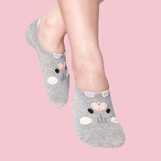 Skarpetki stopki damskie z szarą myszką CandySox