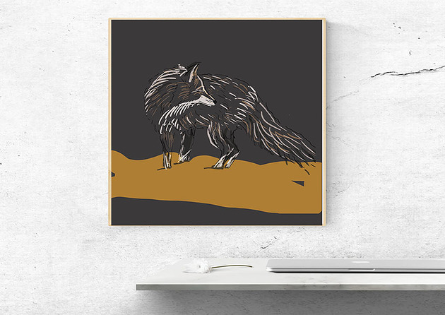 ilustracja lisek grafitowe tło kaszka rysuje