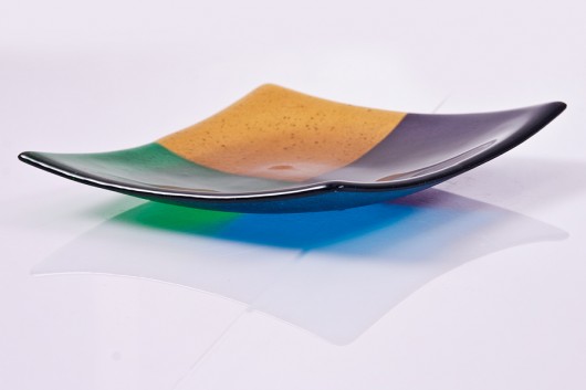 Talerz z czterech kwadratów Fusing Glass