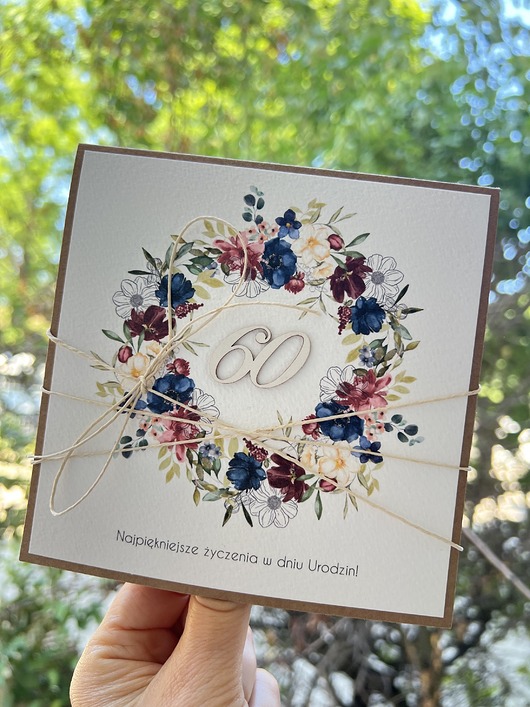 kartki scrapbooking Ręcznie robiona kartka na 60 urodziny - urodzinowa, pomysł na prezent - życze