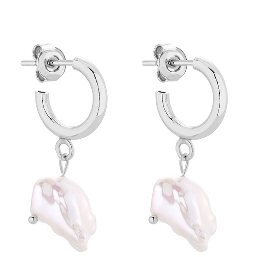 kolczyki srebrne Srebrne półkola S z naturalnymi perłami