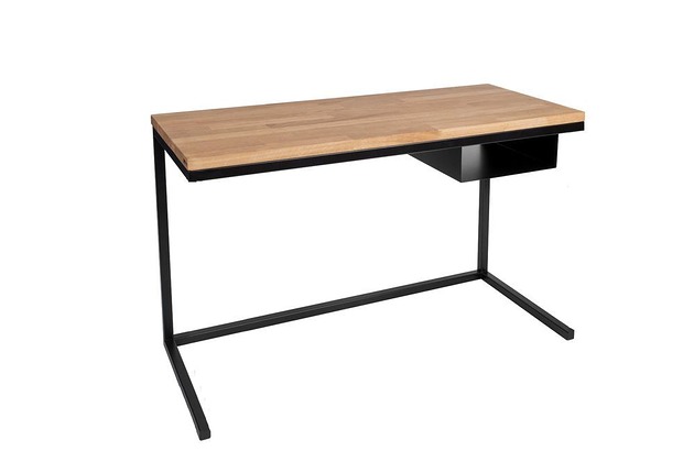 biurka Biurko loftowe 120cm x 50cm stal drewno Aero czarne  dąb industrialne