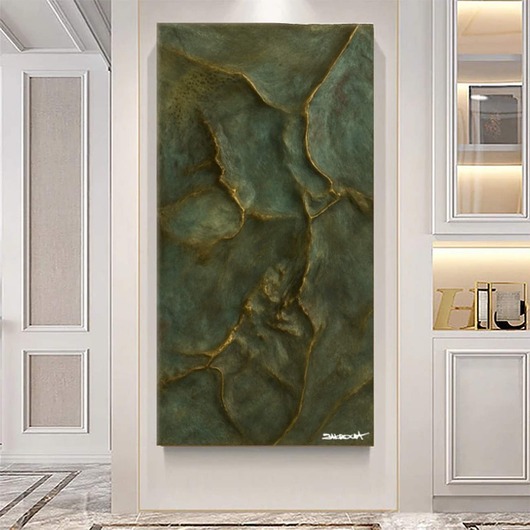 obrazy Obrazy do salonu -  metaliczny abstrakcyjny płaskorzeźba 80x160cm