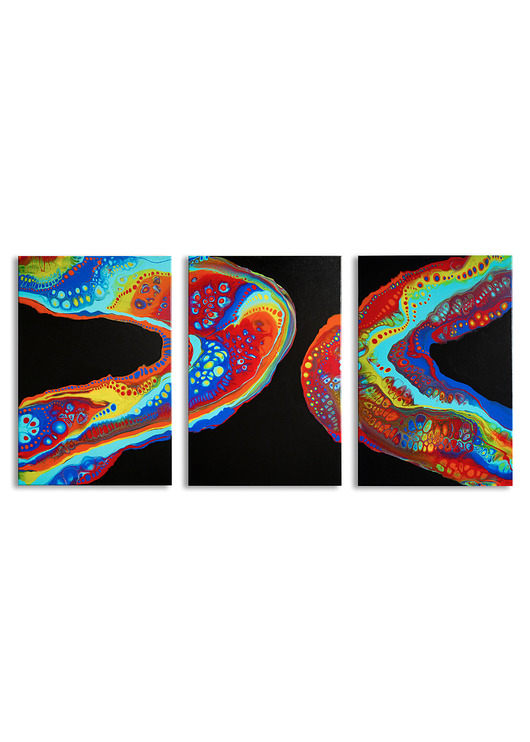 obrazy Kolorowy obraz świecący w UV "Fluid life"- 3 x 40x60 cm wysyłka gratis