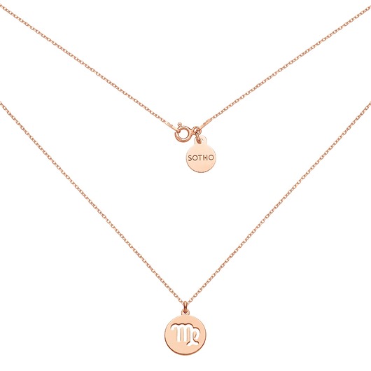 srebrne naszyjniki Naszyjnik z różowego złota z zodiakiem Panny