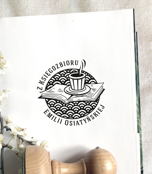 stemple KAWA I KSIĄŻKI - stempel Ex Libris