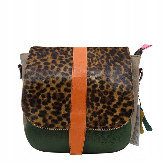 torby na ramię Torebka damska klasyczna skórzana regulowany pasek klapka wzór OLIVKA