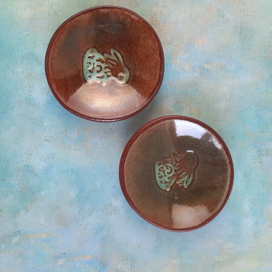 Wielkanoc - inne Dwa piękne ceramiczne talerzyki na biżuterię handmade