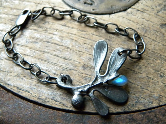 bransoletki wire wrapping labradoryt w liściach - bransoleta