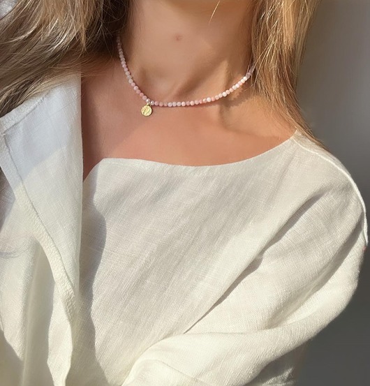 chokery Naszyjnik opal różowy - na lato