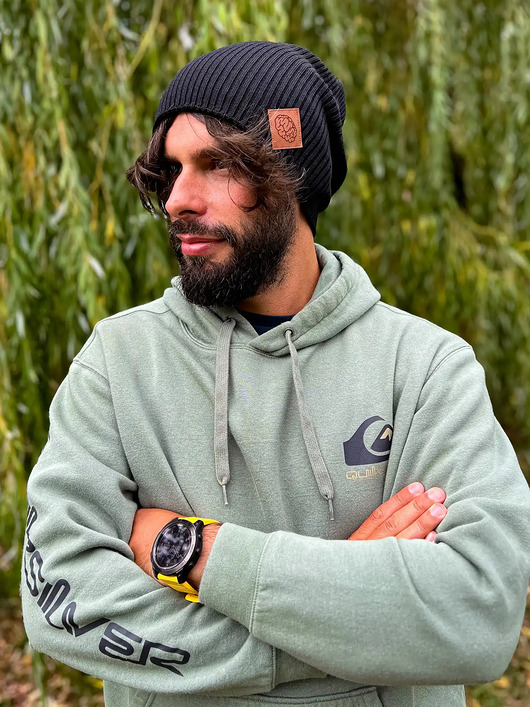 czapki i kapelusze męskie Męska bawełniana czapka jesienna logo ekoskórka Czarny