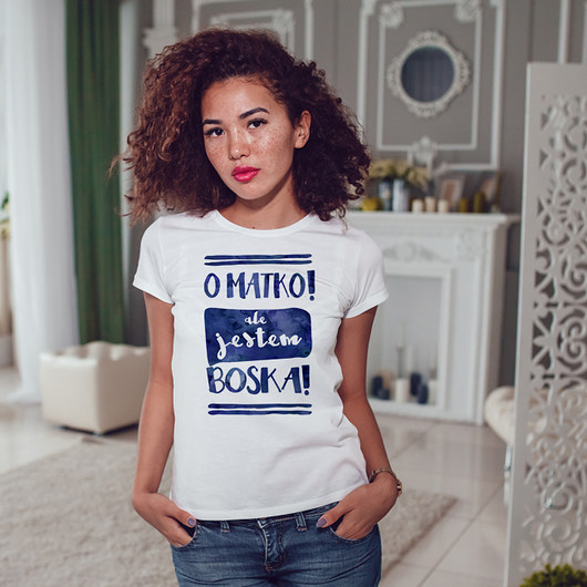 Jestem boska dopasowana koszulka tshirt damski ONE MUG A DAY