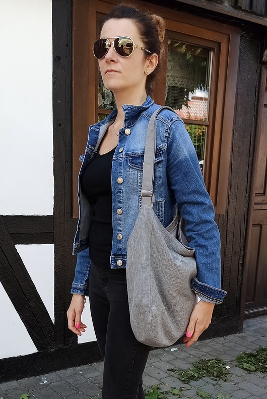 Duża torba boho szary XXL Made by Joan