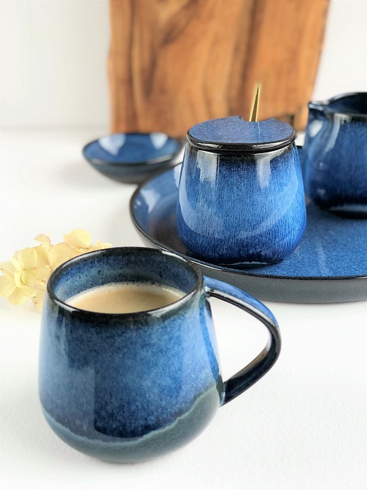 kubki Kubek Beczułka ręcznie robiony niebieski 320 ml - Borówka