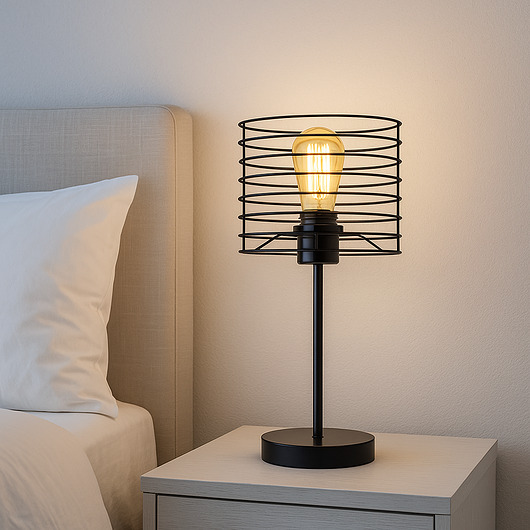lampy stołowe Lampka nocna do sypialni z drucianym kloszem RENNES LOFT