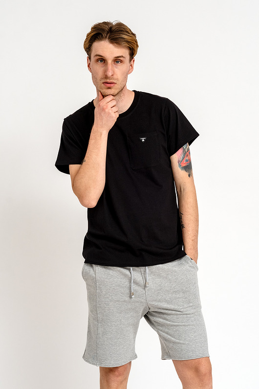 t-shirty męskie T-shirt męski gładki   z kieszonką " WILLIAM" czarny
