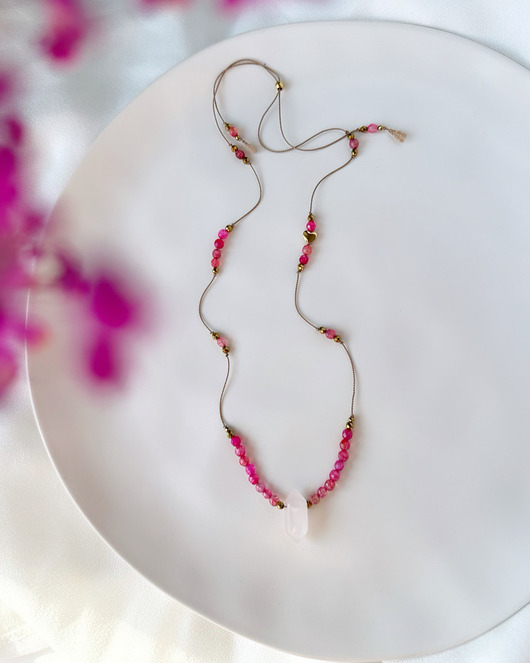 naszyjniki - inne Naszyjnik AMULET Agat Kwarc różowy