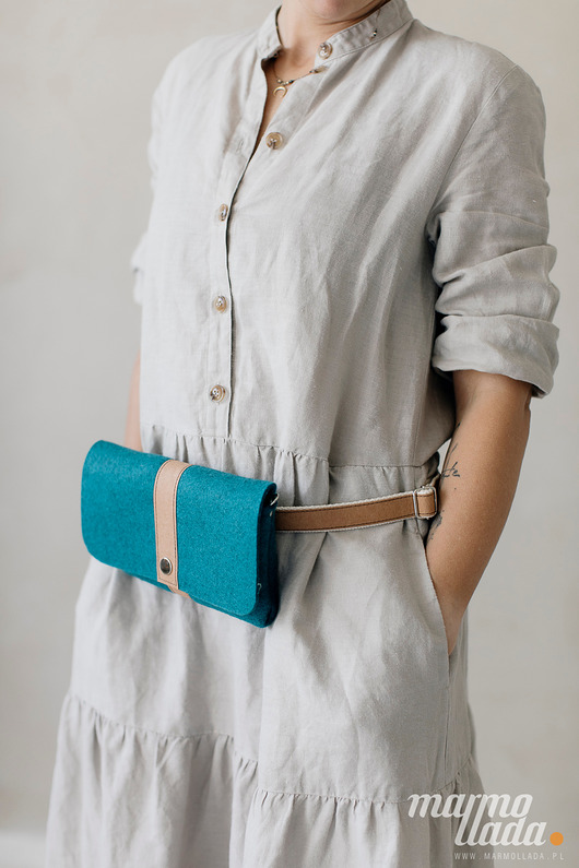 saszetka nerka Marmollada - torebka filcowa mała TURKUS + b